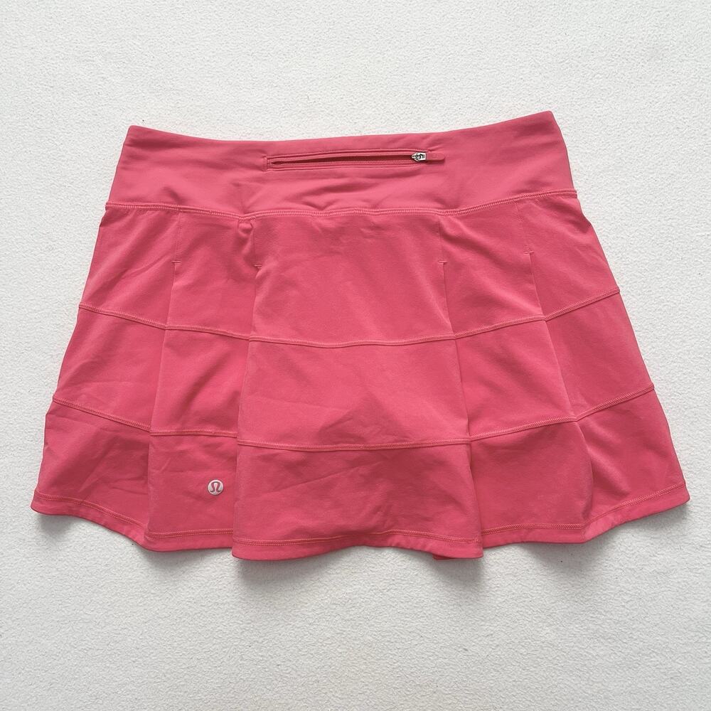 Lululemon Lip Gloss Pink Pace Rival Mid-Rise Skirt Tennis Golf Skort Long 6